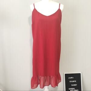 ASOS Curve red sleeveless ruffle slip dress size 14 plus